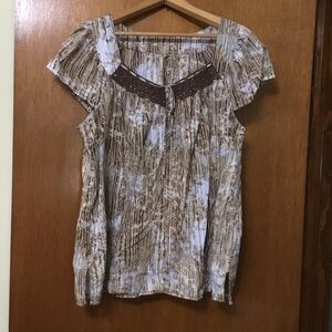 Brown and White Women's Top